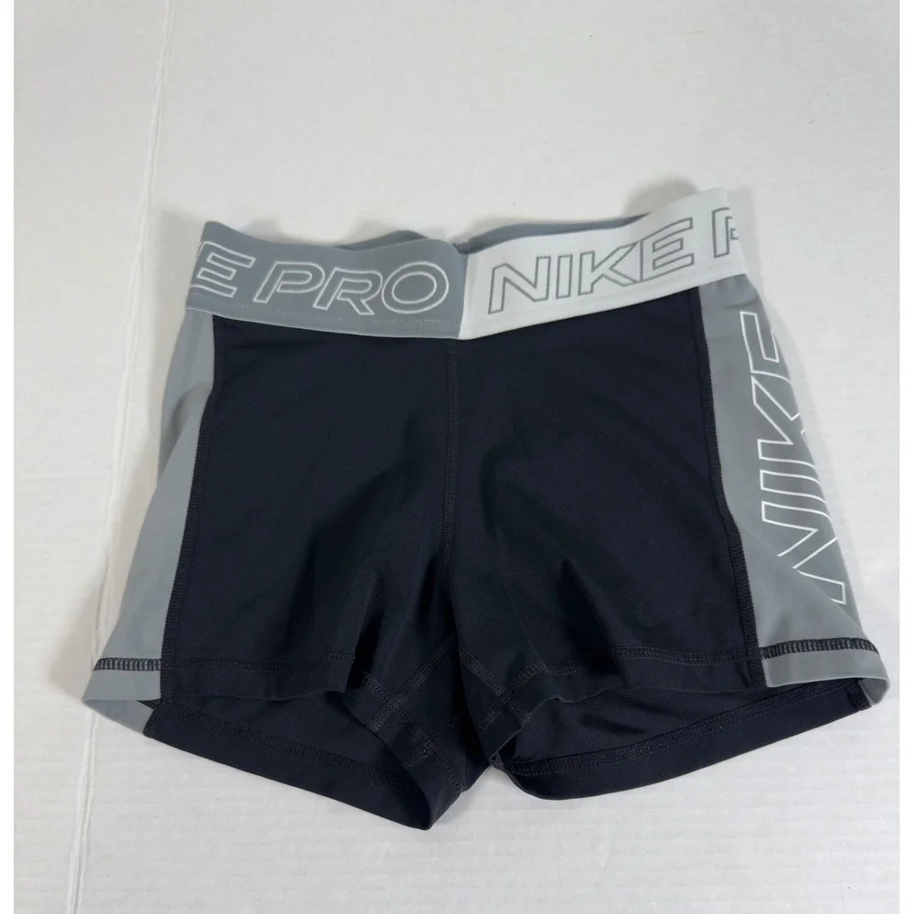 Nike Pro Dri-FIT Compression Shorts Black Grey Youth‎ Kids Size S